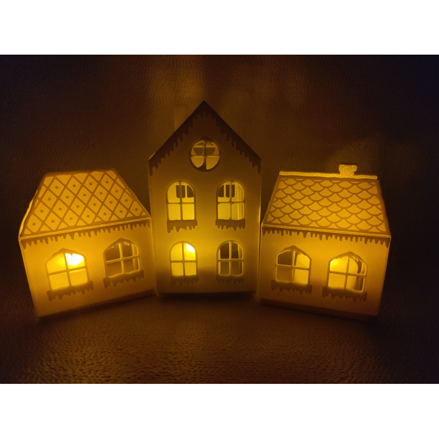 ZESTAW DOM/DOMKI ŚWIĄTECZNE 3 szt.