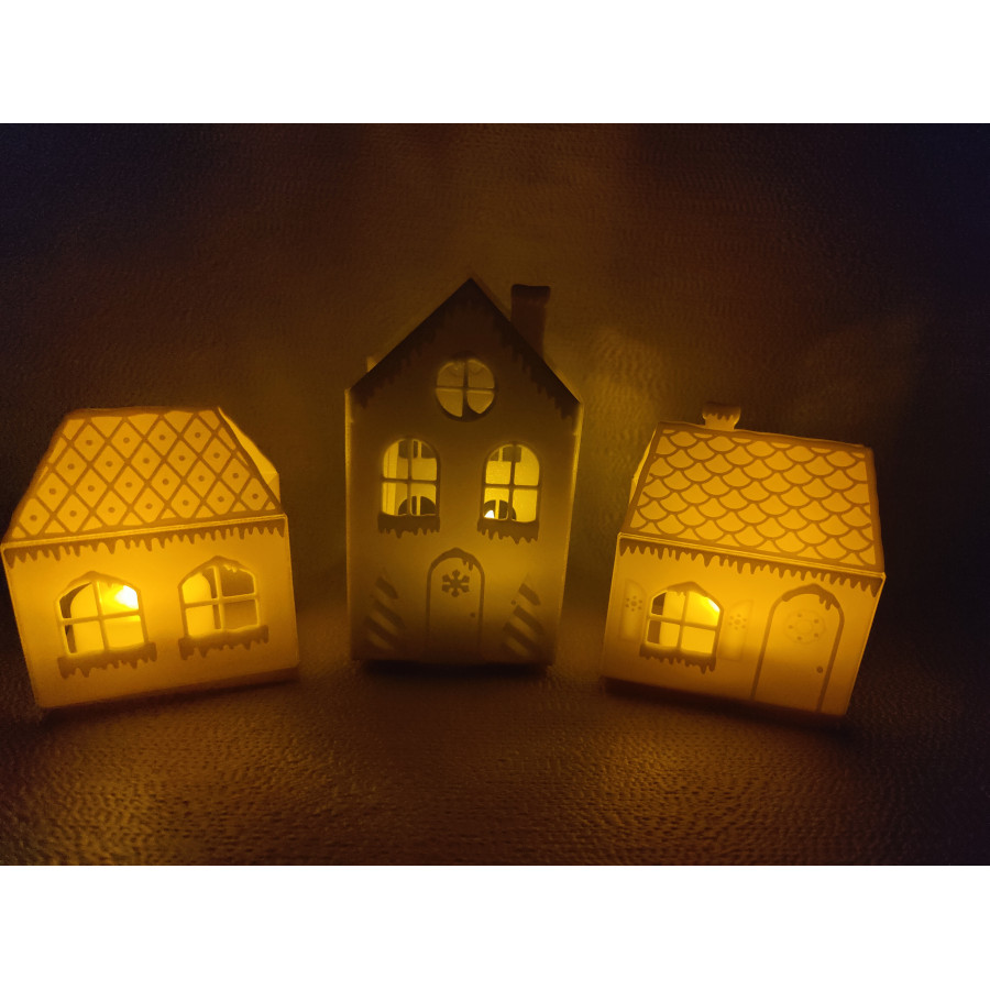 ZESTAW DOM/DOMKI ŚWIĄTECZNE 3 szt.