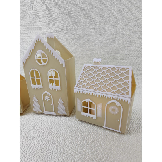 ZESTAW DOM/DOMKI ŚWIĄTECZNE 3 szt.