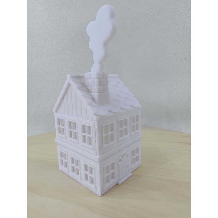 Domek świąteczny piętrowy z dymem - biały (White House)