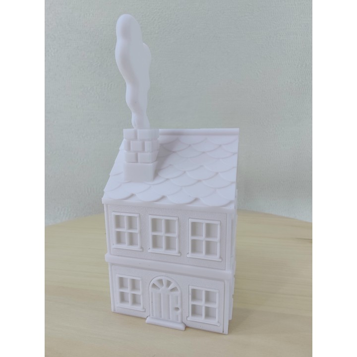 Domek świąteczny piętrowy z dymem - biały (White House)