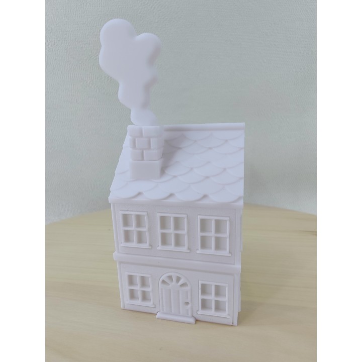 Domek świąteczny piętrowy z dymem - biały (White House)