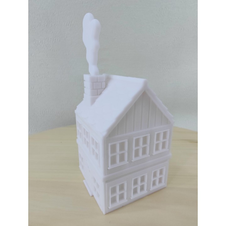 Domek świąteczny piętrowy z dymem - biały (White House)