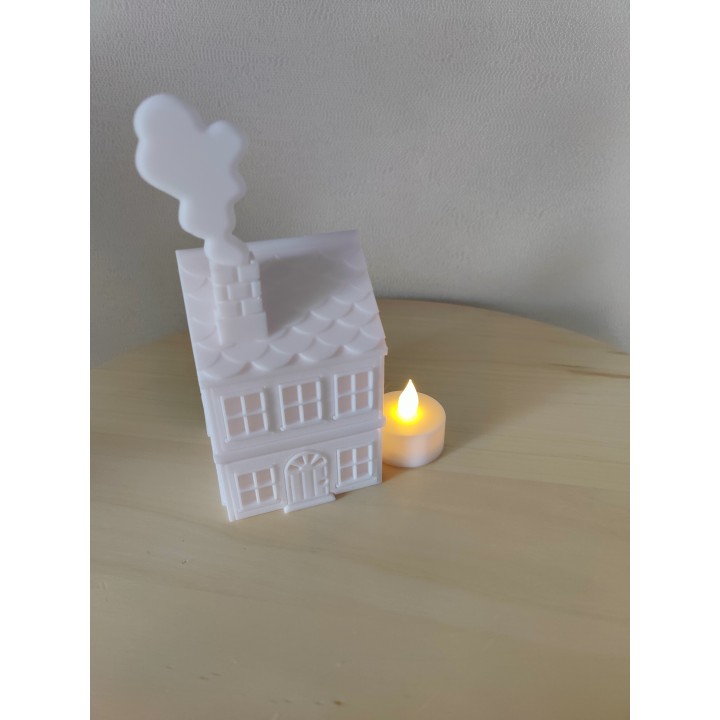 Domek świąteczny piętrowy z dymem - biały (White House)