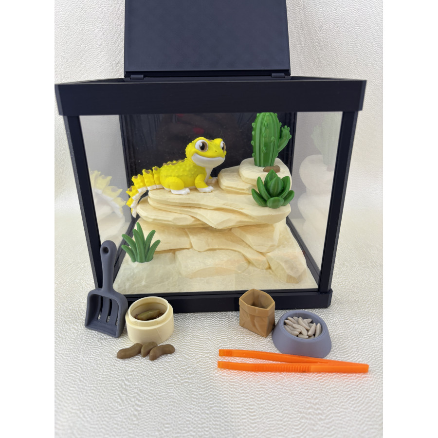Zestaw Terrarium z jaszczurką LULU 100%  + wyposażenie