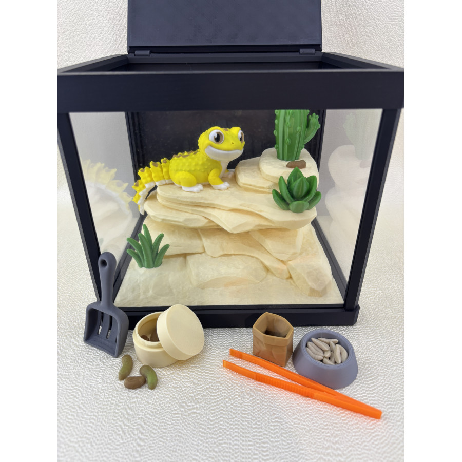 Zestaw Terrarium z jaszczurką LULU 100%  + wyposażenie